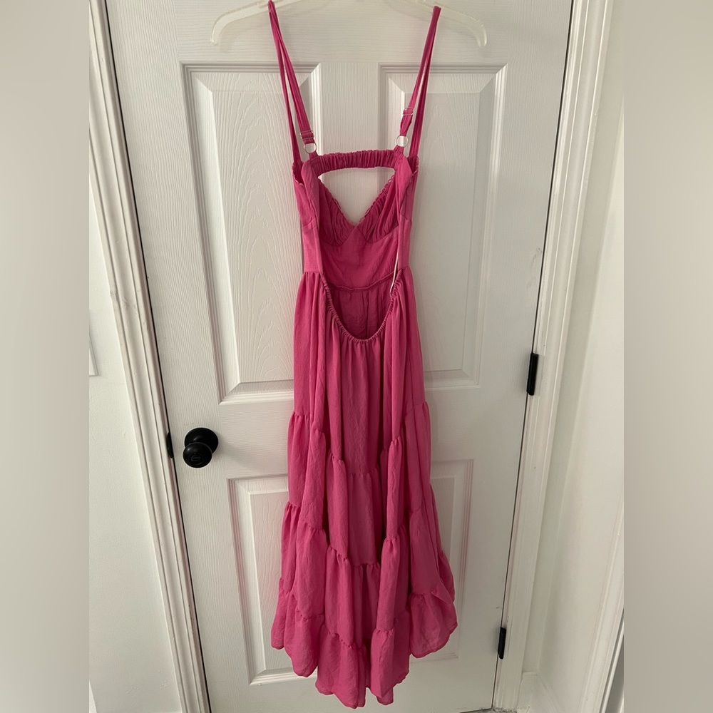 Free People Hot Pink Tiered Maxi Dress - Picture 3 of 4